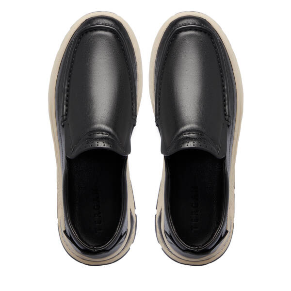 Siyah Deri Erkek Sneaker - E25S1AY57489-A23 - 5