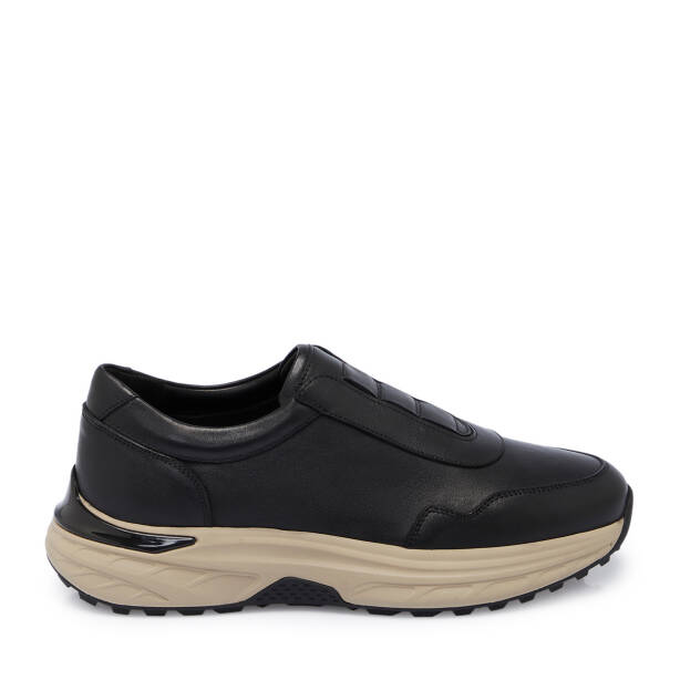 Siyah Deri Erkek Sneaker - E25S1AY57490-A23 - 3