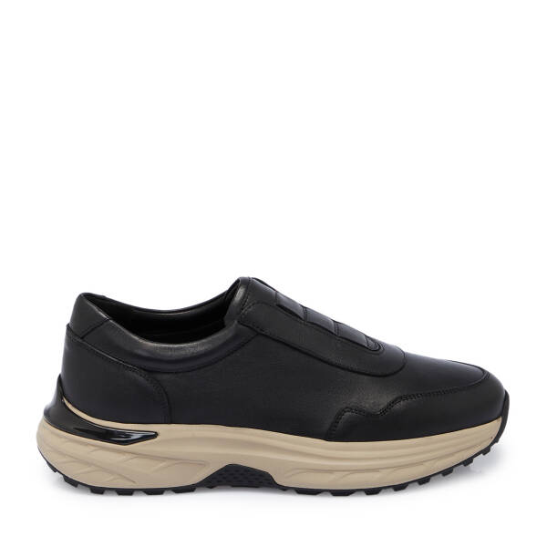 Siyah Deri Erkek Sneaker - E25S1AY57490-A23 - 3