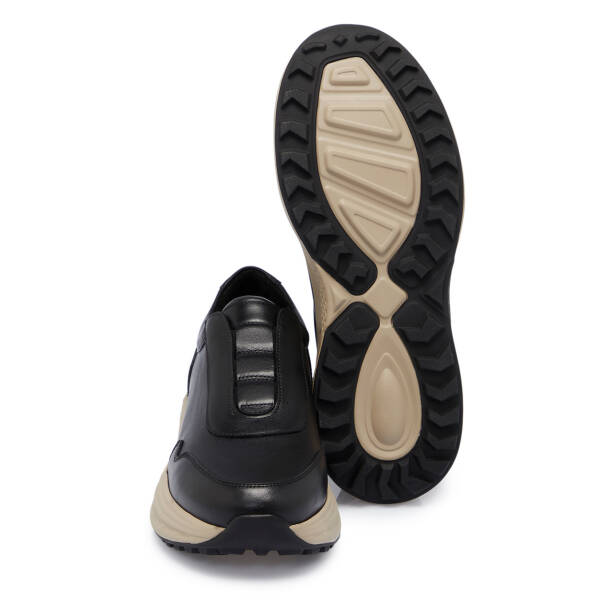 Siyah Deri Erkek Sneaker - E25S1AY57490-A23 - 4