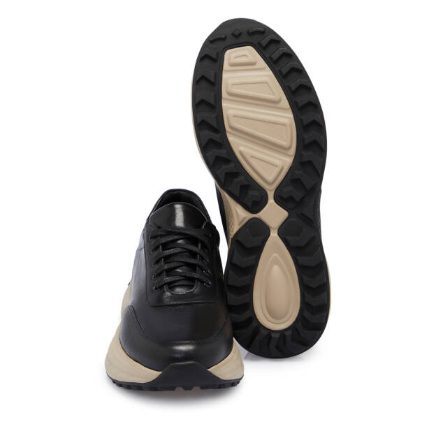 Siyah Deri Erkek Sneaker - E25S1AY57491-A23 - 4