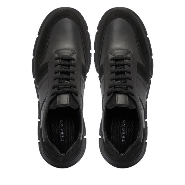 Siyah Deri Erkek Sneaker - E25S1AY57511-A23 - 5