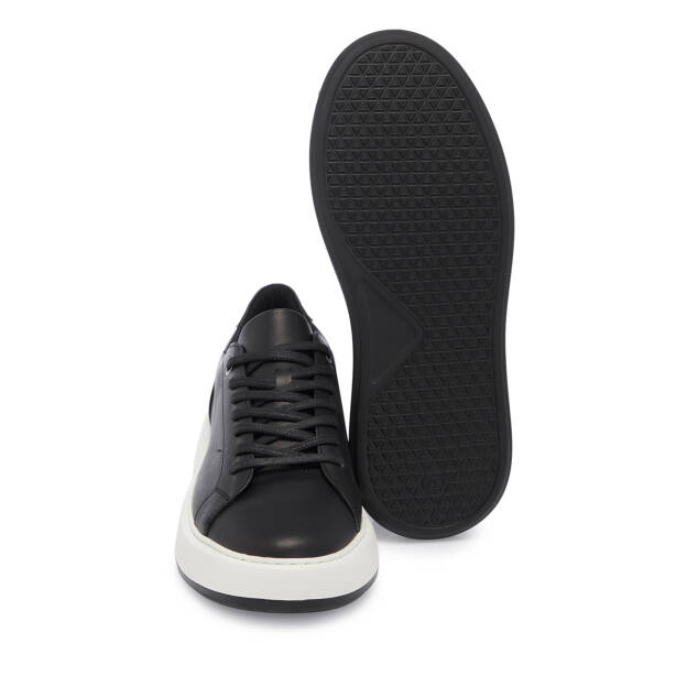 Siyah Deri Erkek Sneaker - E25S1AY57537-A23 - 4
