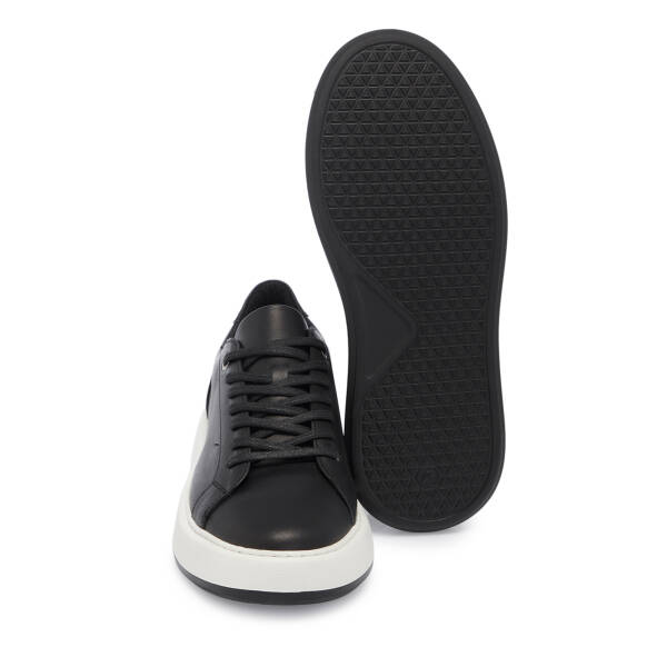 Siyah Deri Erkek Sneaker - E25S1AY57537-A23 - 4