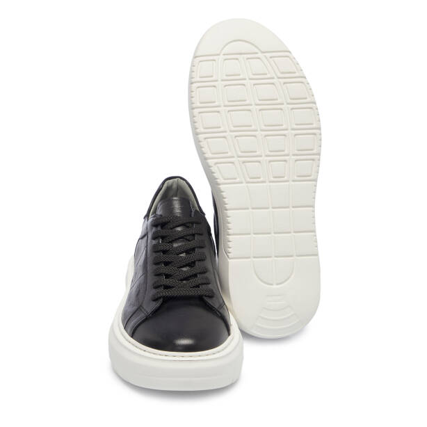 Siyah Deri Erkek Sneaker - E25S1AY57539-A23 - 4