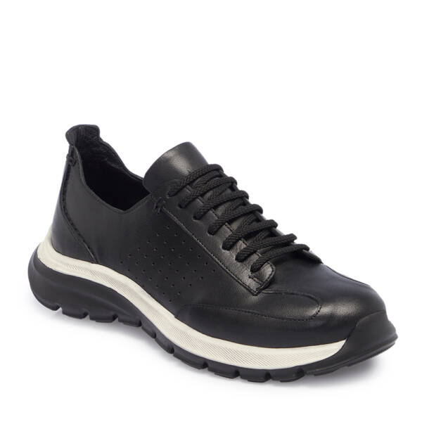 Siyah Deri Erkek Sneaker - E25S1AY57552-A23 - 1