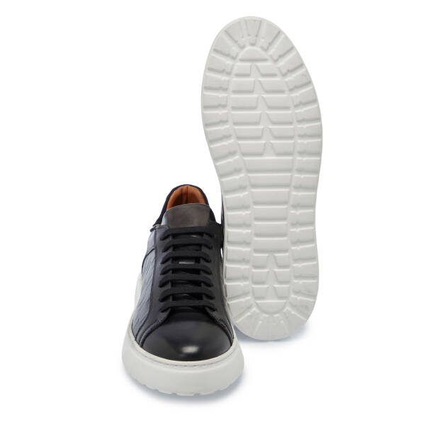 Siyah Deri Erkek Sneaker - E25S1AY57553-A43 - 4