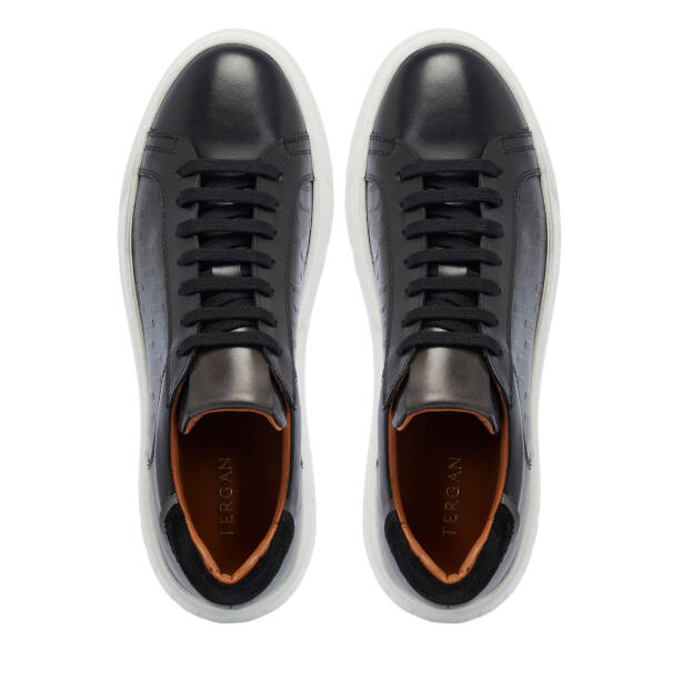Siyah Deri Erkek Sneaker - E25S1AY57553-A43 - 5