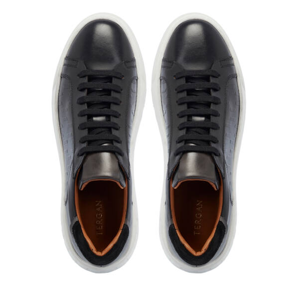 Siyah Deri Erkek Sneaker - E25S1AY57553-A43 - 5