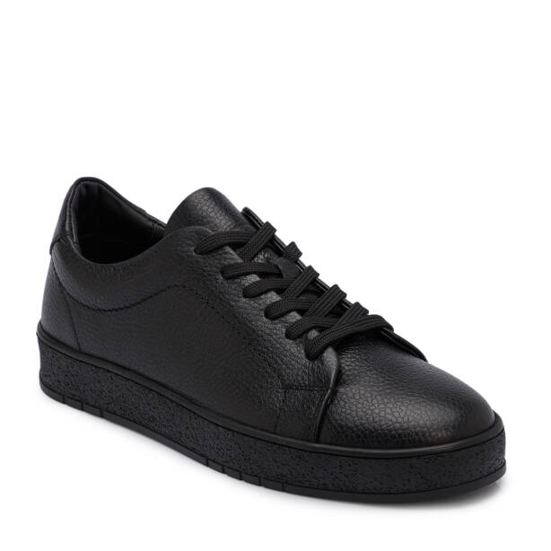 Siyah Hakiki Deri Erkek Sneaker - E25S1AY57658-A41 - Tergan