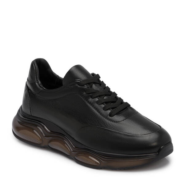 Siyah Hakiki Deri Erkek Sneaker - E25S1AY57663-A41 - Tergan