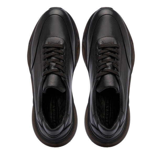 Siyah Hakiki Deri Erkek Sneaker - E25S1AY57663-A41 - Tergan