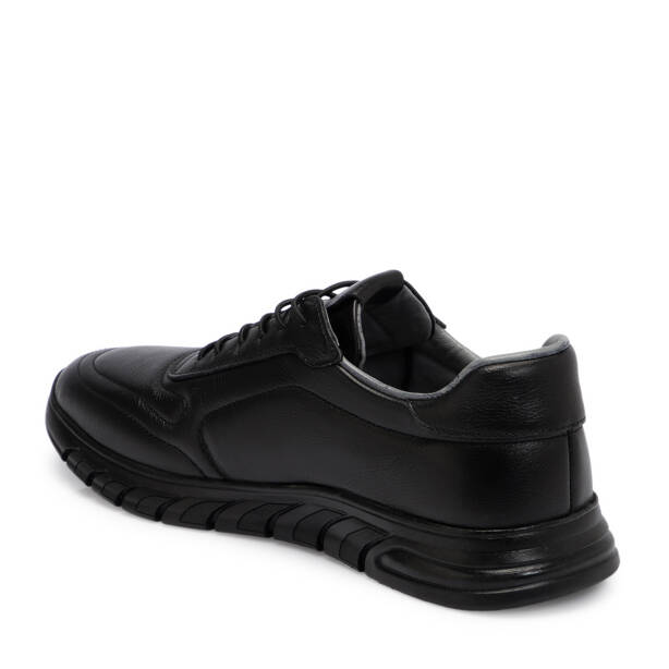 Siyah Hakiki Deri Erkek Sneaker - E25S1AY57666-A23 - Tergan