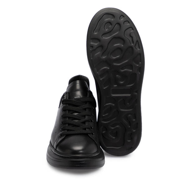 Siyah Hakiki Deri Erkek Sneaker - E25S1AY57669-A23 - 4