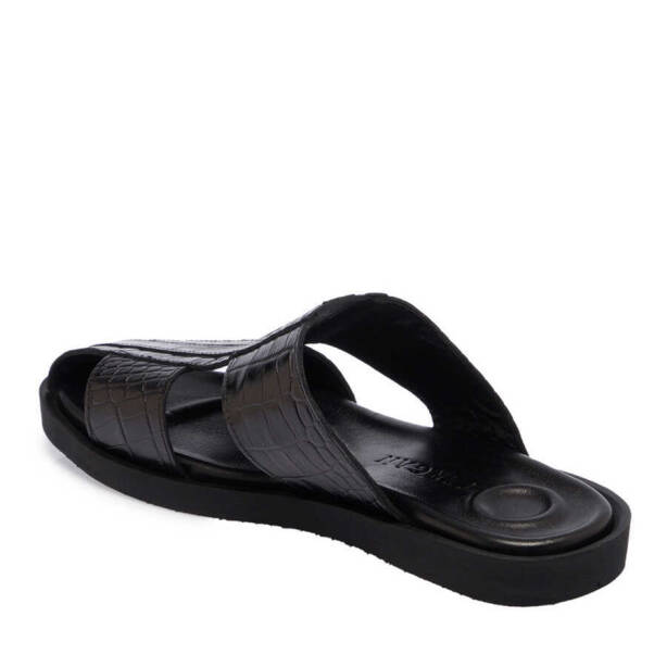 Siyah Hakiki Deri Erkek Terlik - E24Y1TR56876-A23 - 3