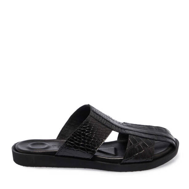 Siyah Hakiki Deri Erkek Terlik - E24Y1TR56876-A23 - 1