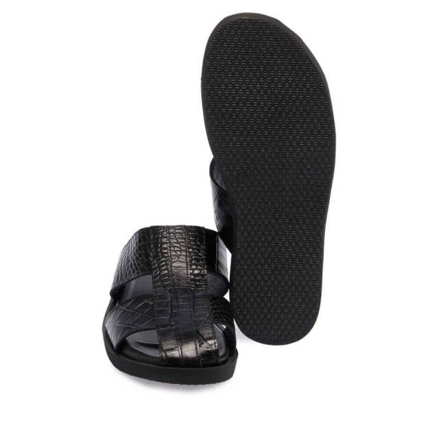 Siyah Hakiki Deri Erkek Terlik - E24Y1TR56876-A23 - 4