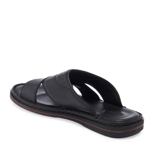 Siyah Hakiki Deri Erkek Terlik - E25Y1TR57150-A23 - 2