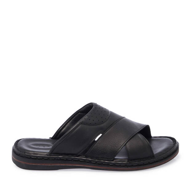 Siyah Hakiki Deri Erkek Terlik - E25Y1TR57150-A23 - 3