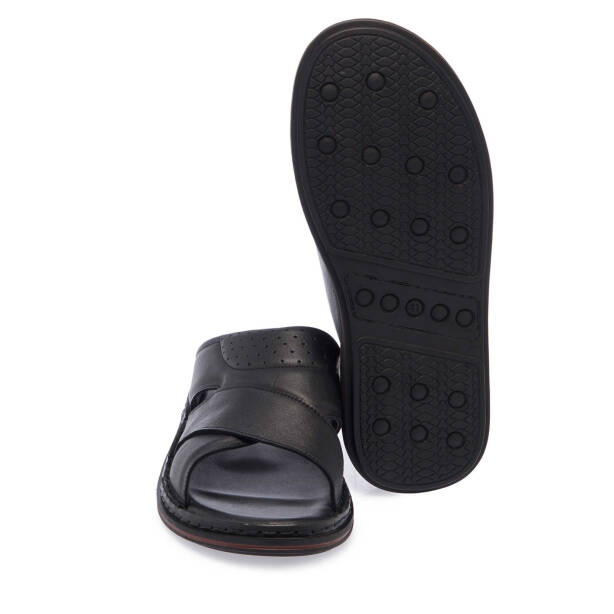 Siyah Hakiki Deri Erkek Terlik - E25Y1TR57150-A23 - 4