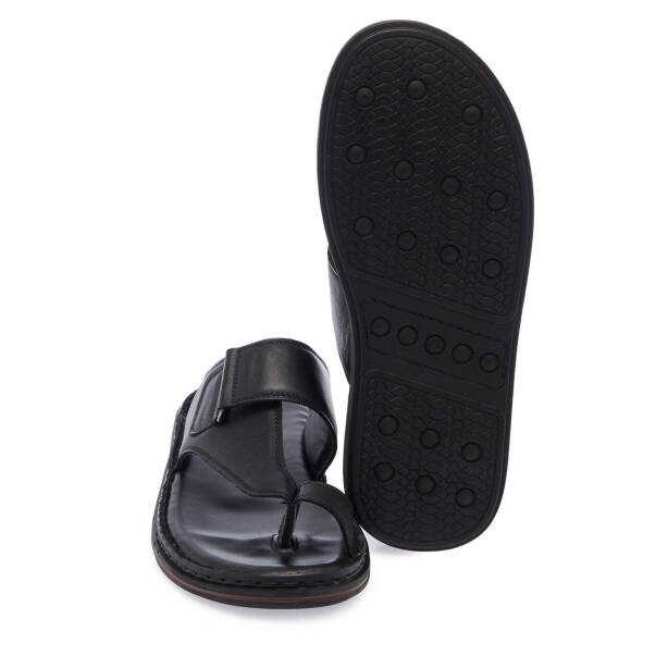 Siyah Hakiki Deri Erkek Terlik - E25Y1TR57152-A23 - 4