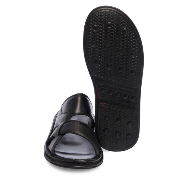 Siyah Hakiki Deri Erkek Terlik - E25Y1TR57153-A23 - 4