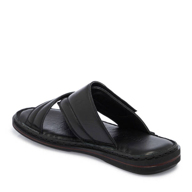 Siyah Hakiki Deri Erkek Terlik - E25Y1TR57156-A23 - Tergan