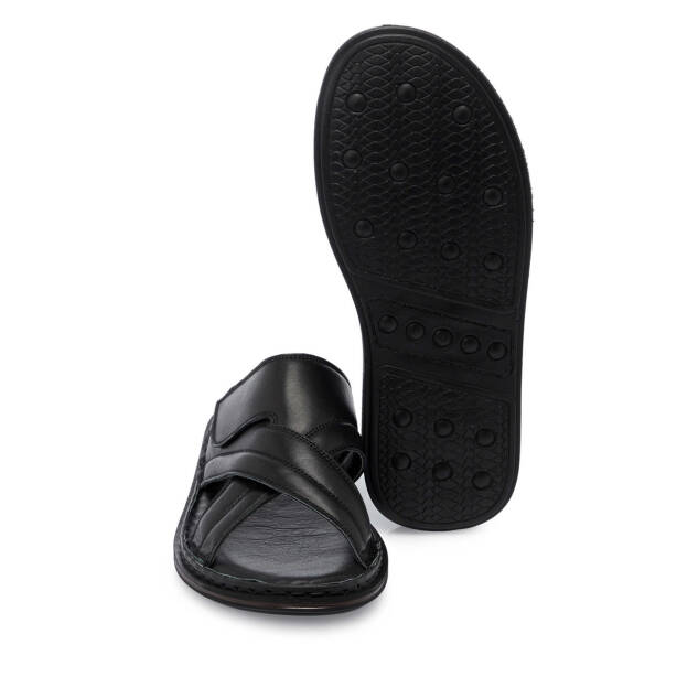 Siyah Hakiki Deri Erkek Terlik - E25Y1TR57156-A23 - Tergan