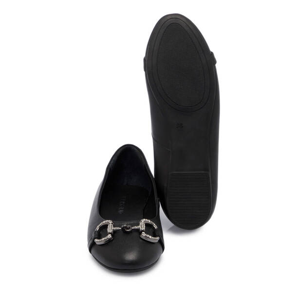 Siyah Deri Kadın Babet - K24I1BB67452-A23 - 4