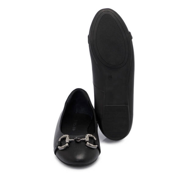 Siyah Deri Kadın Babet - K24I1BB67452-A23 - 4