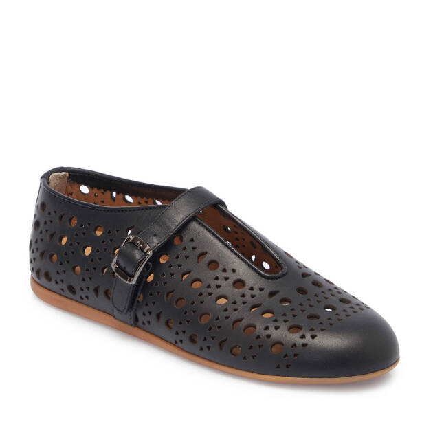 Siyah Hakiki Deri Kadın Babet - K25I1AY67900-A23 - 2