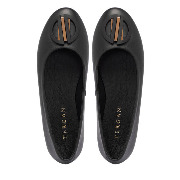 Siyah Deri Kadın Babet - K25S1BB68364-A23 - 5