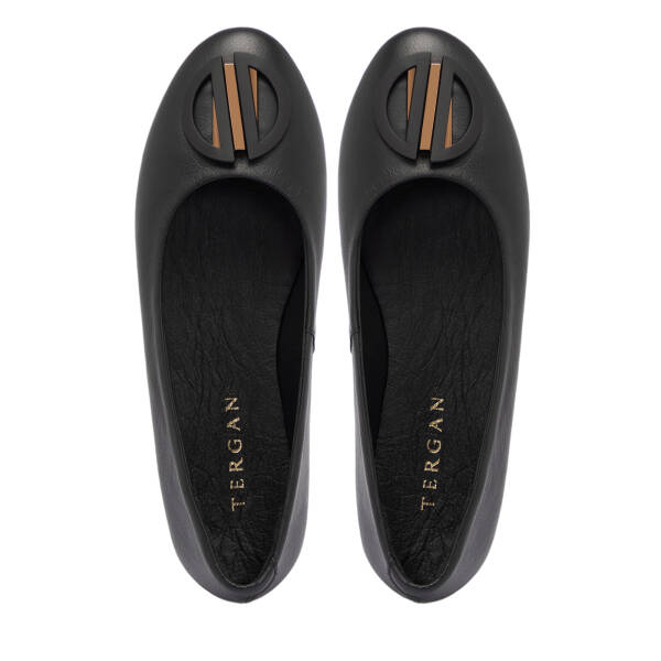 Siyah Deri Kadın Babet - K25S1BB68364-A23 - 5