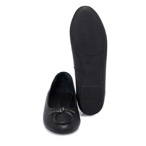 Siyah Deri Kadın Babet - K25S1BB68365-A23 - 4