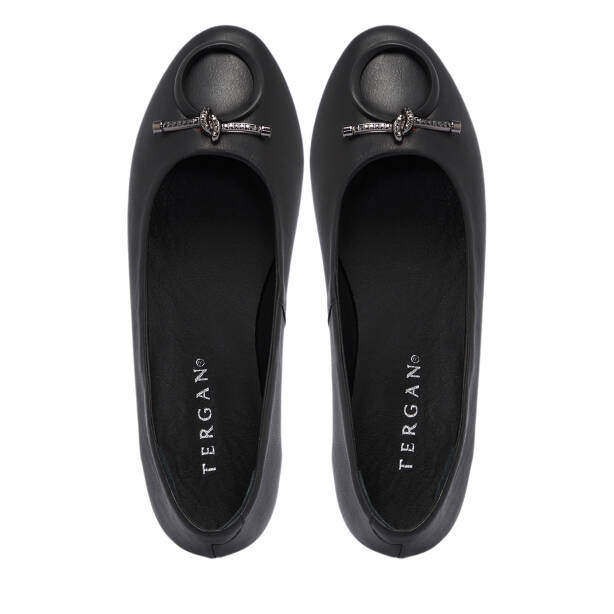 Siyah Deri Kadın Babet - K25S1BB68365-A23 - 5