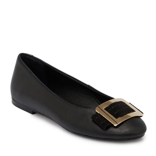 Siyah Deri Kadın Babet - K25S1BB68366-A23 - 1