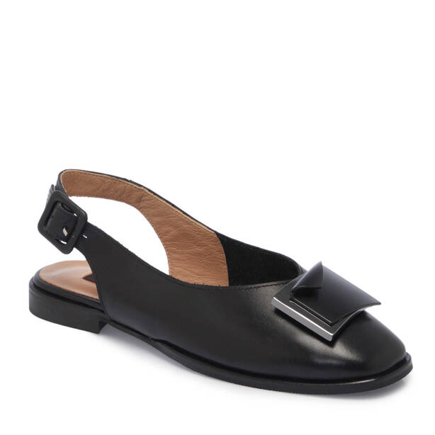 Siyah Deri Kadın Babet - K25Y1AY68051-A23 - Tergan