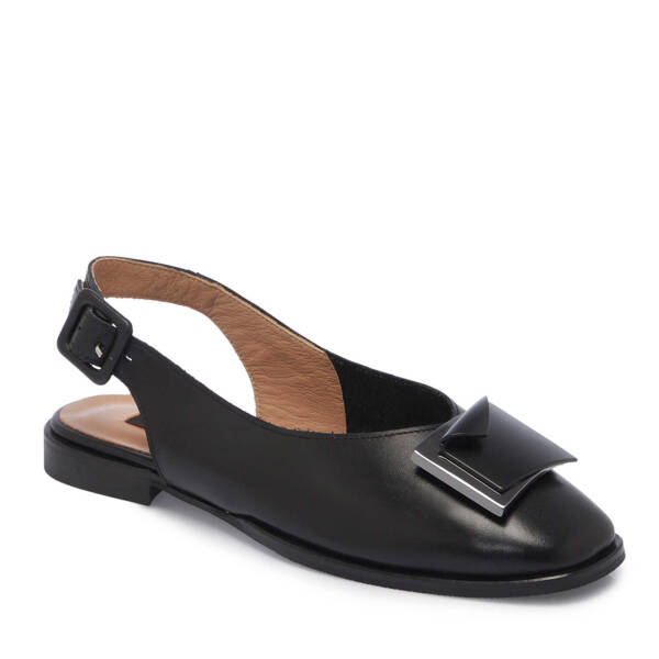 Siyah Deri Kadın Babet - K25Y1AY68051-A23 - 1