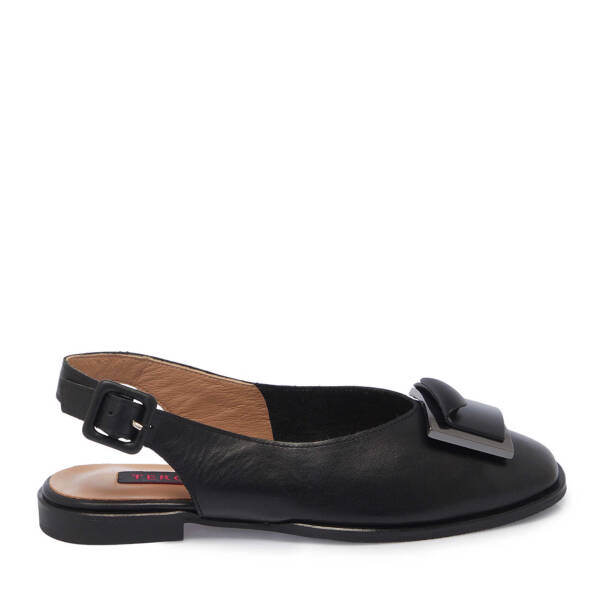 Siyah Deri Kadın Babet - K25Y1AY68051-A23 - 3