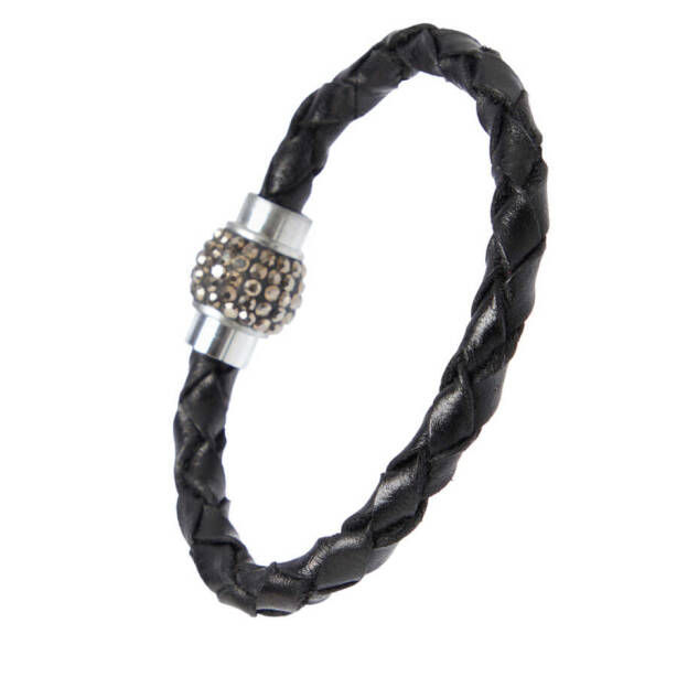 Siyah Deri Kadın Bileklik - K1BLK0450163-D62 - 2