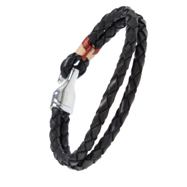 Siyah Deri Kadın Bileklik - K1BLK0450164-D62 - 2