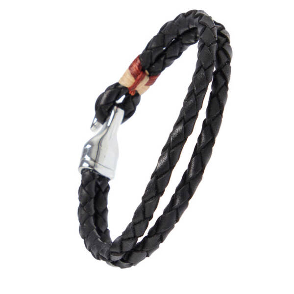 Siyah Deri Kadın Bileklik - K1BLK0450164-D62 - 2