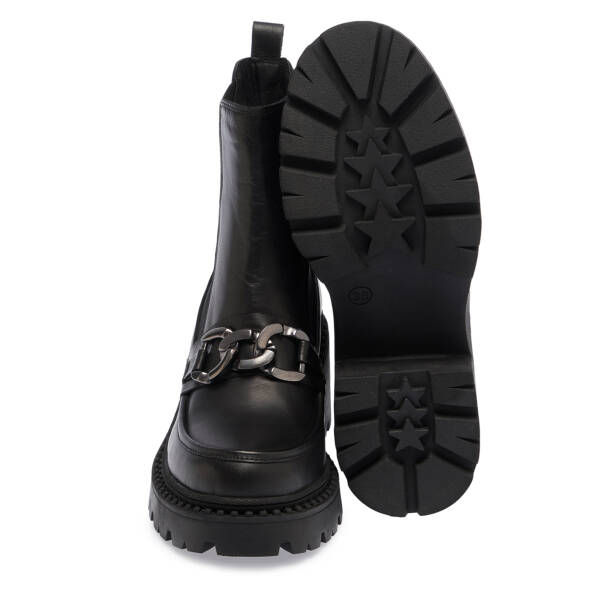 Siyah Deri Kadın Bot - K23K1BT66866-A23 - 4