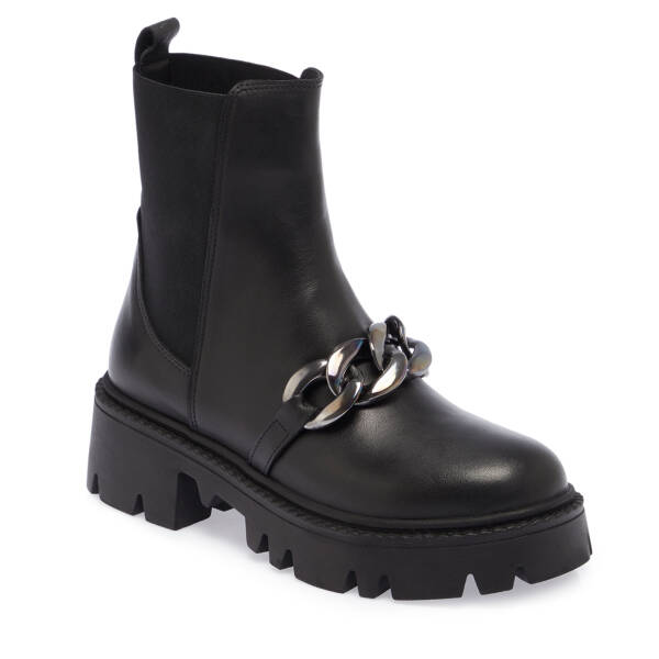 Siyah Deri Kadın Bot - K23K1BT66869-A23 - 1