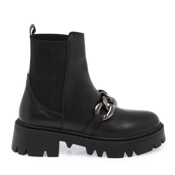 Siyah Deri Kadın Bot - K23K1BT66869-A23 - Tergan