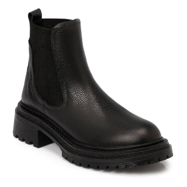 Siyah Deri Kadın Bot - K25K1BT68147-A41 - 1