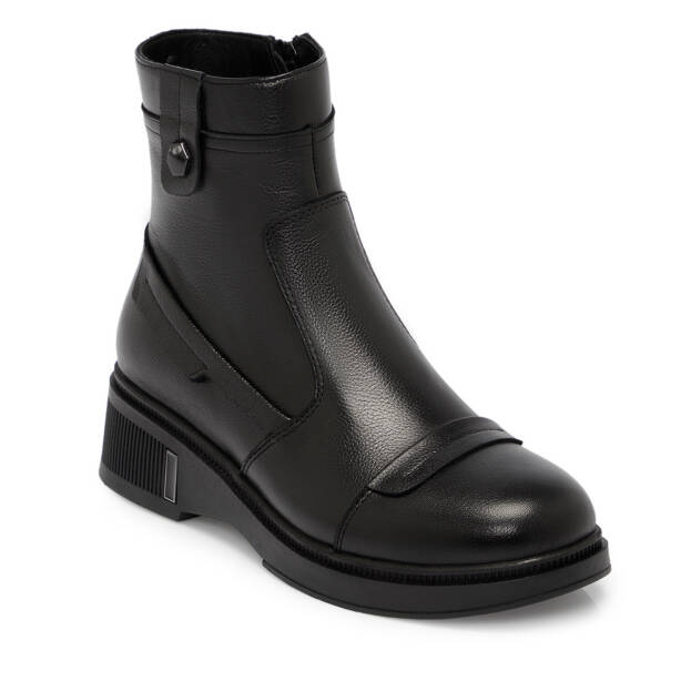 Siyah Deri Kadın Bot - K25K1BT68210-A23 - Tergan