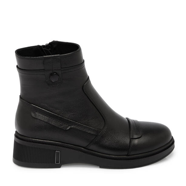 Siyah Deri Kadın Bot - K25K1BT68210-A23 - Tergan