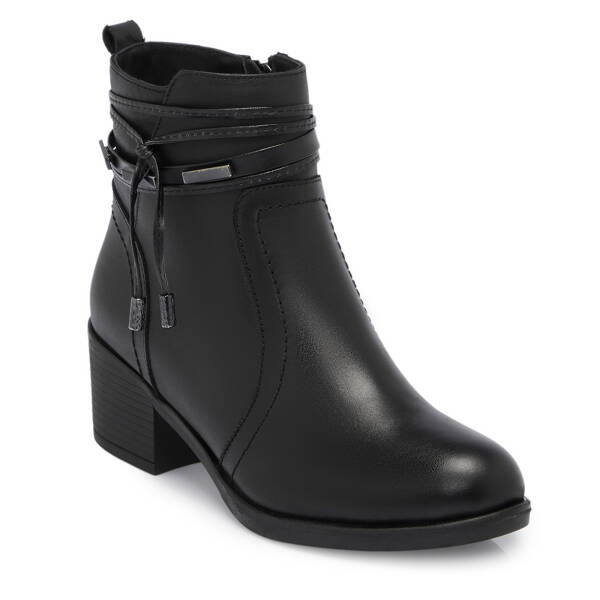 Siyah Deri Kadın Bot - K25K1BT68221-A23 - 1