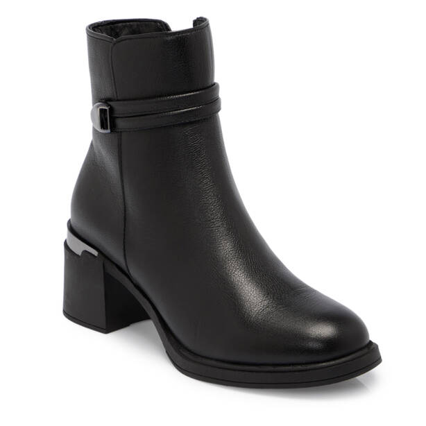 Siyah Deri Kadın Bot - K25K1BT68223-A23 